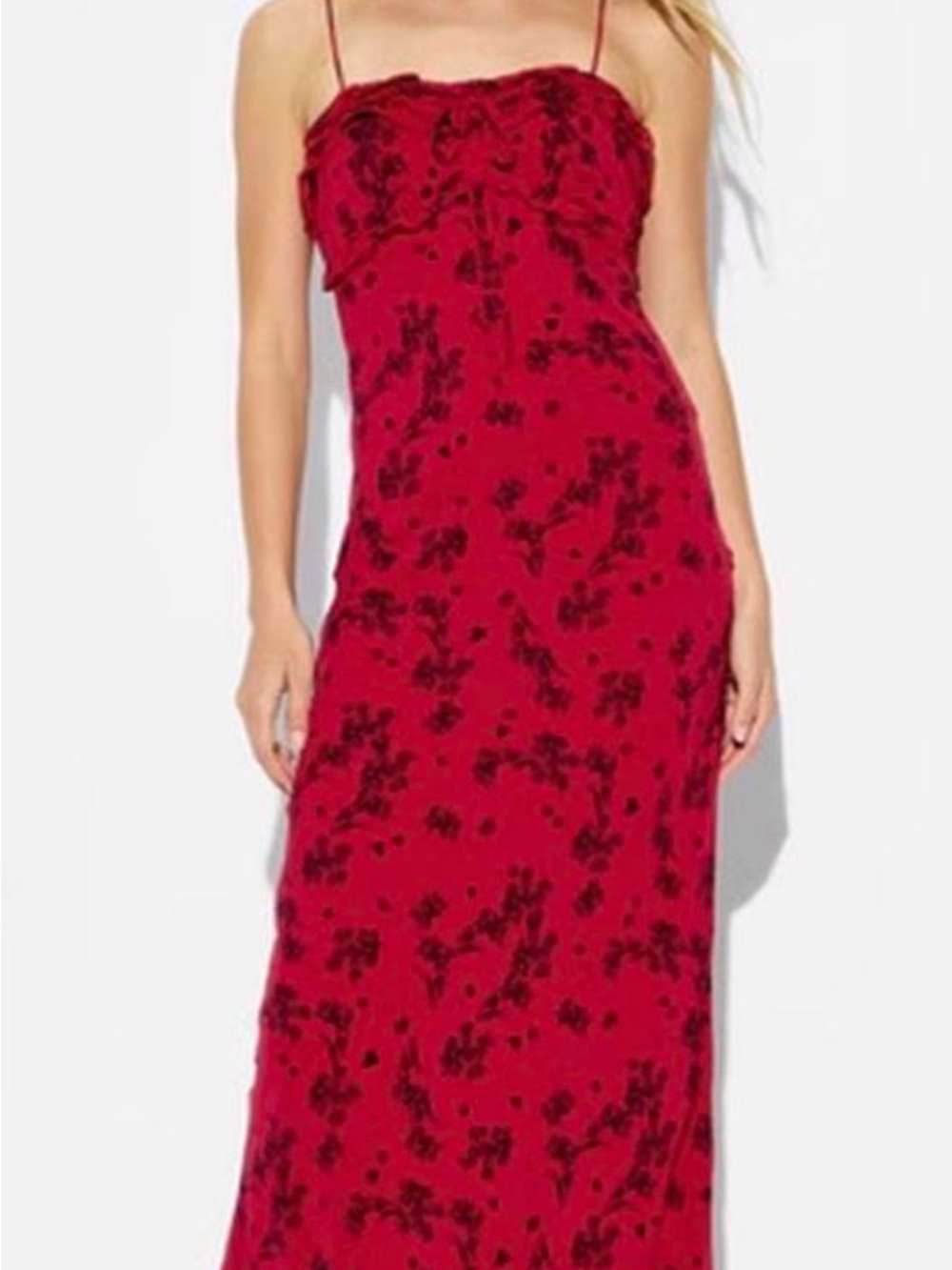 wild fable Red Spaghetti strap Floral Slip Maxi Dress